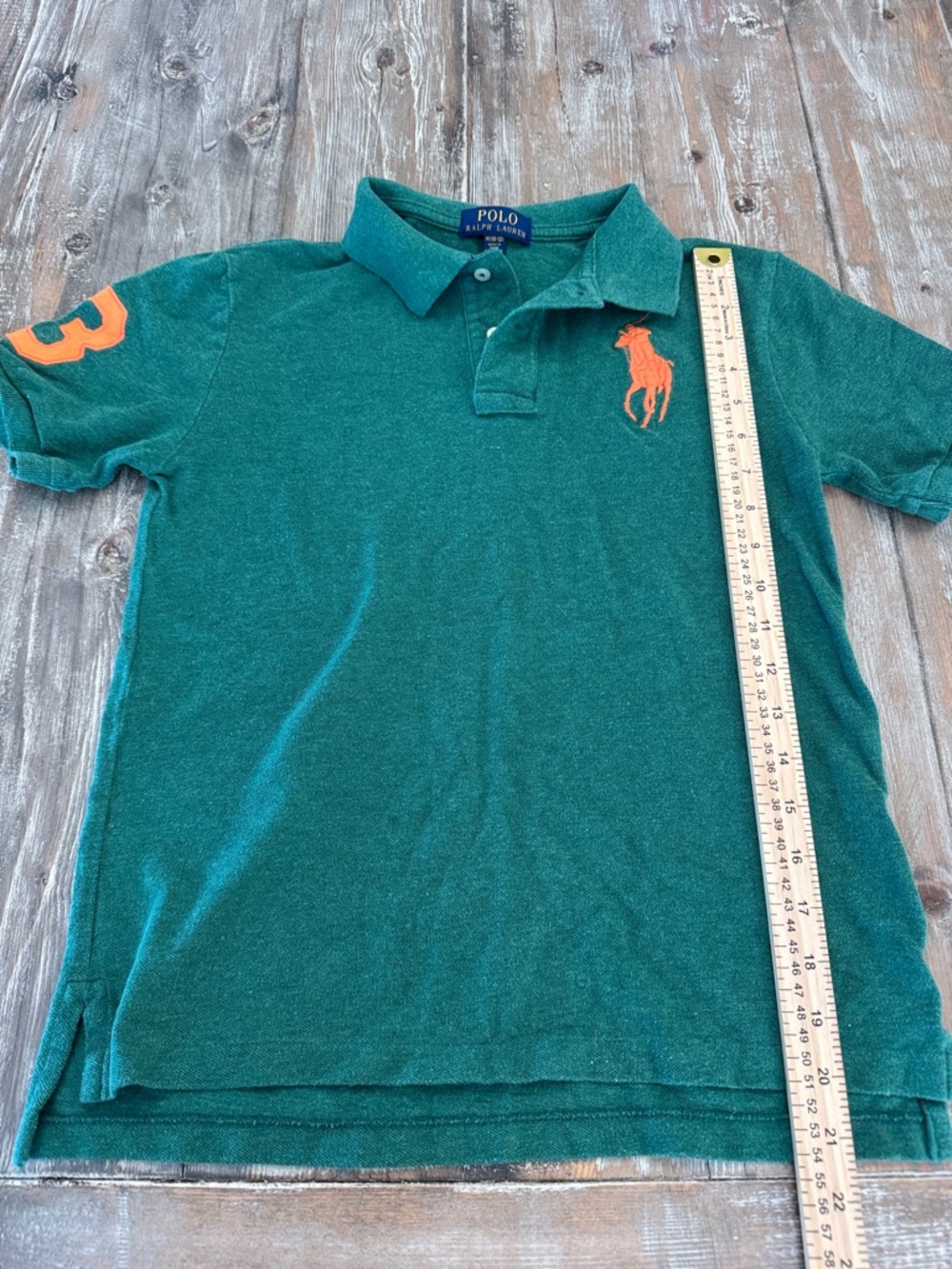 Polo by Ralph Lauren Teal Green Polo with Orange Pony & Sleeve Patch